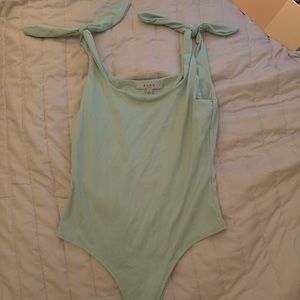 Gaze mint tie shoulder bodysuit